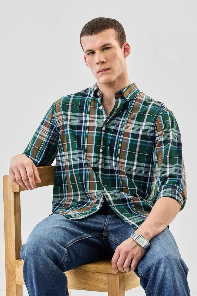SNITCH Regular Fit 100% Cotton Plaid Shirt